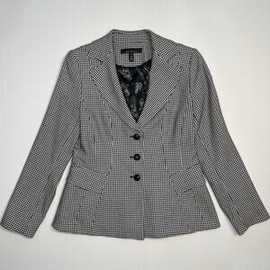 WHBM White House Black Market Houndstooth Check Signature Blazer Size 6